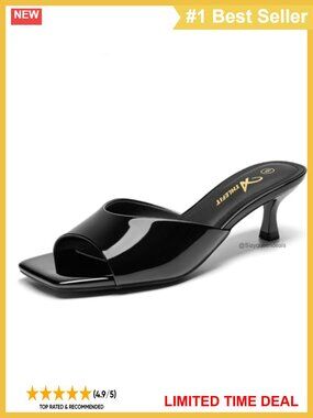 Kitten Heel Square Toe Heeled Sandals Slip On Party Office Shoes